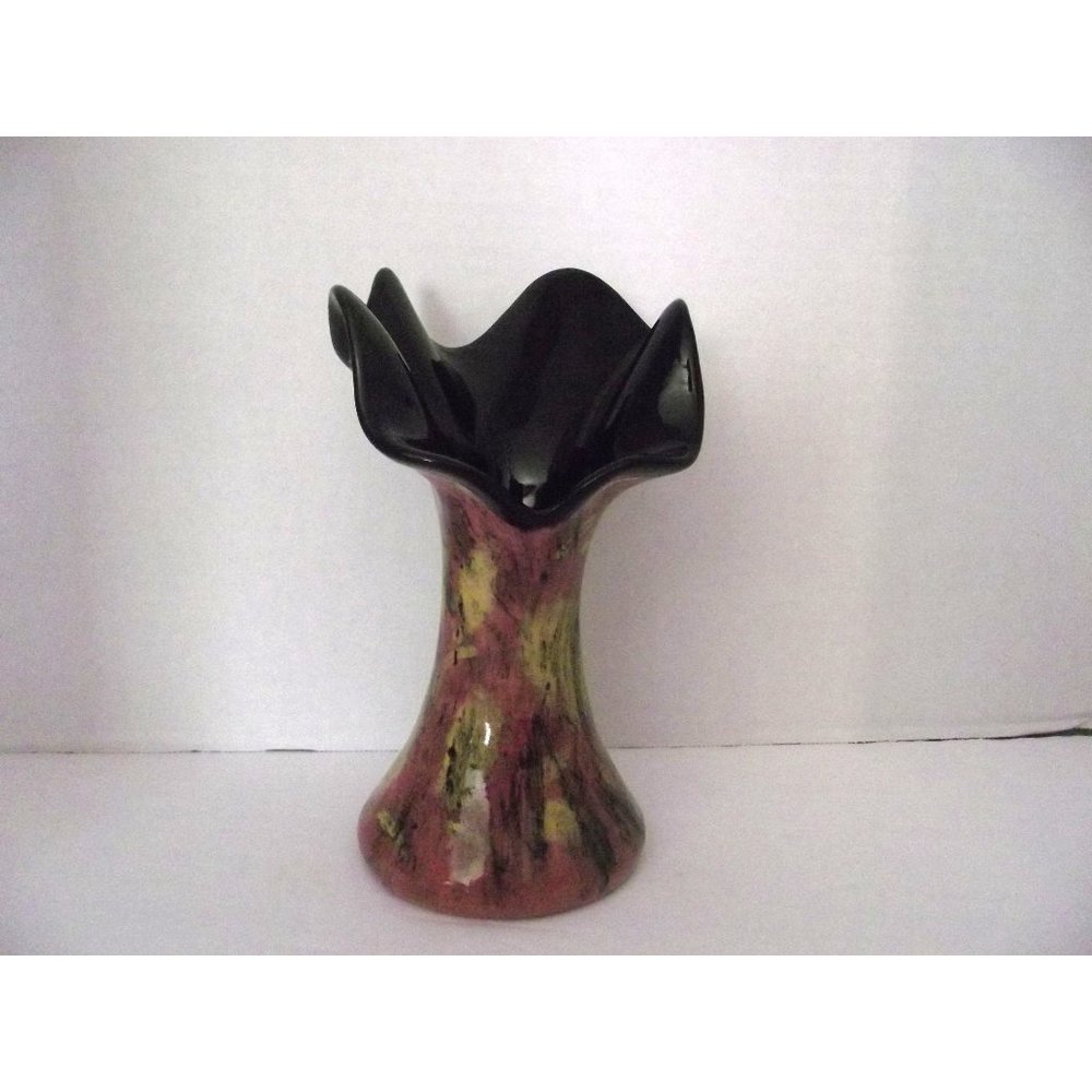 Jack in the Pulpit it is Black inside Pink, Black and Muted Yellows on Exterior